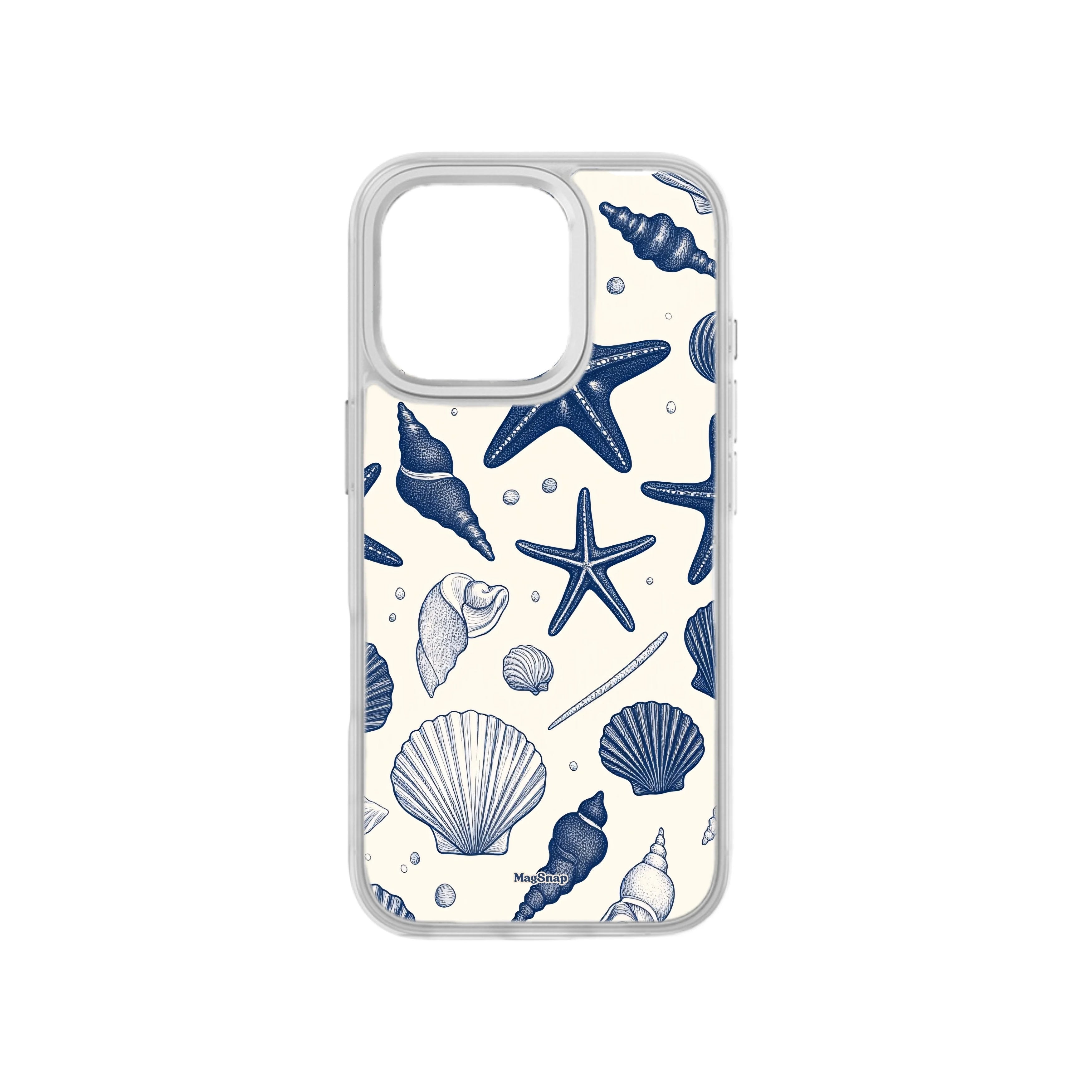 MagSnap magnetic phone case with deep sea shells and coastal ocean artwork