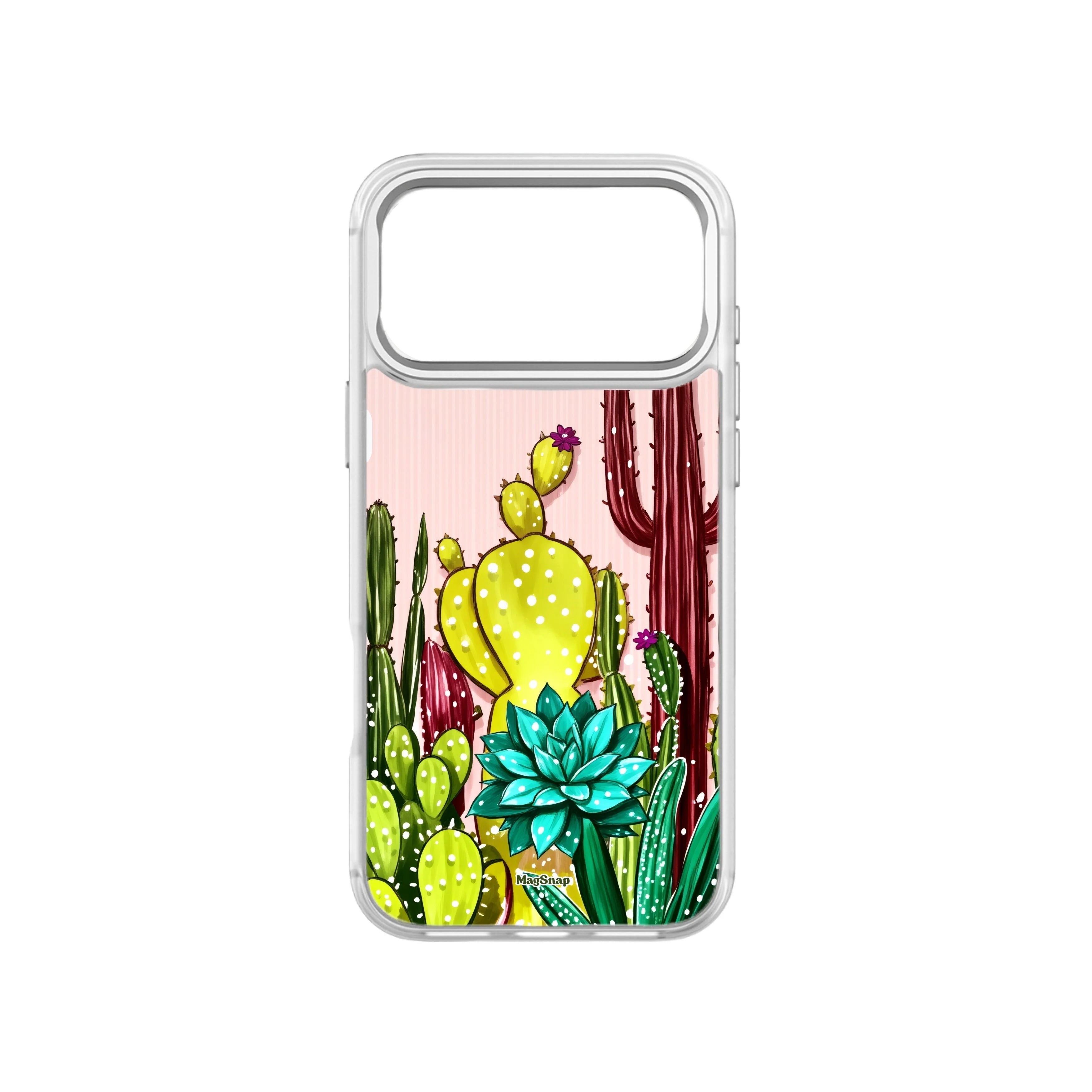MagSnap magnetic phone case with cactus desert bloom oasis botanical artwork