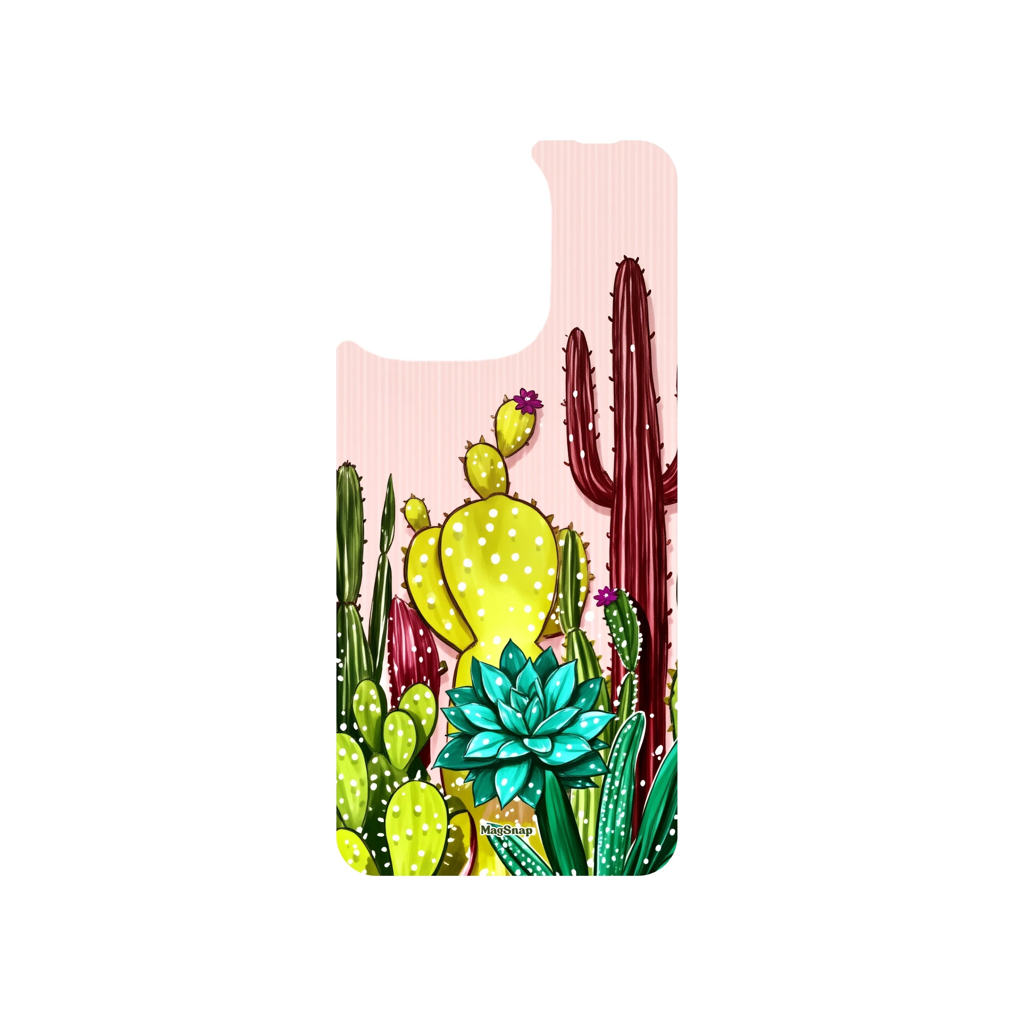 MagSnap magnetic phone case with cactus desert bloom oasis botanical artwork