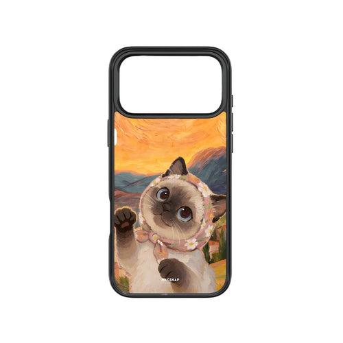 MagSnap magnetic phone case with golden hour warm cat artwork