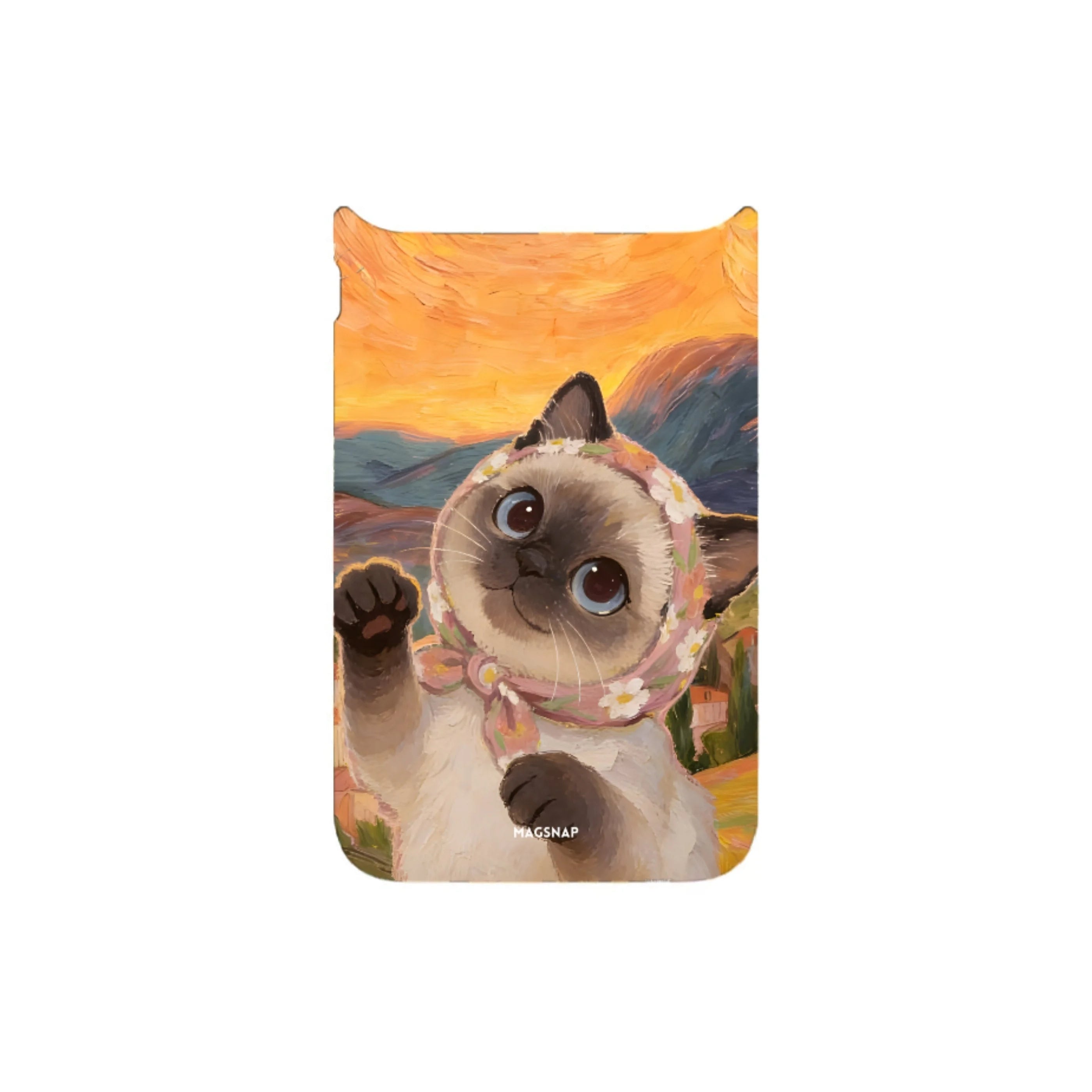 MagSnap magnetic phone case with golden hour warm cat artwork