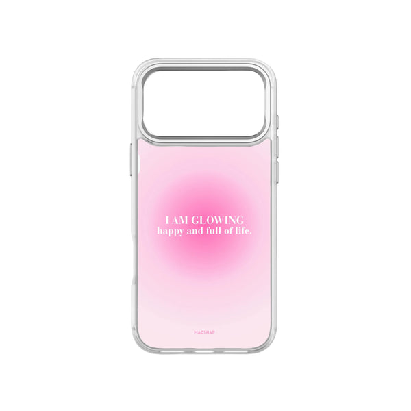 MagSnap magnetic phone case with I AM GLOWING affirmation quote design