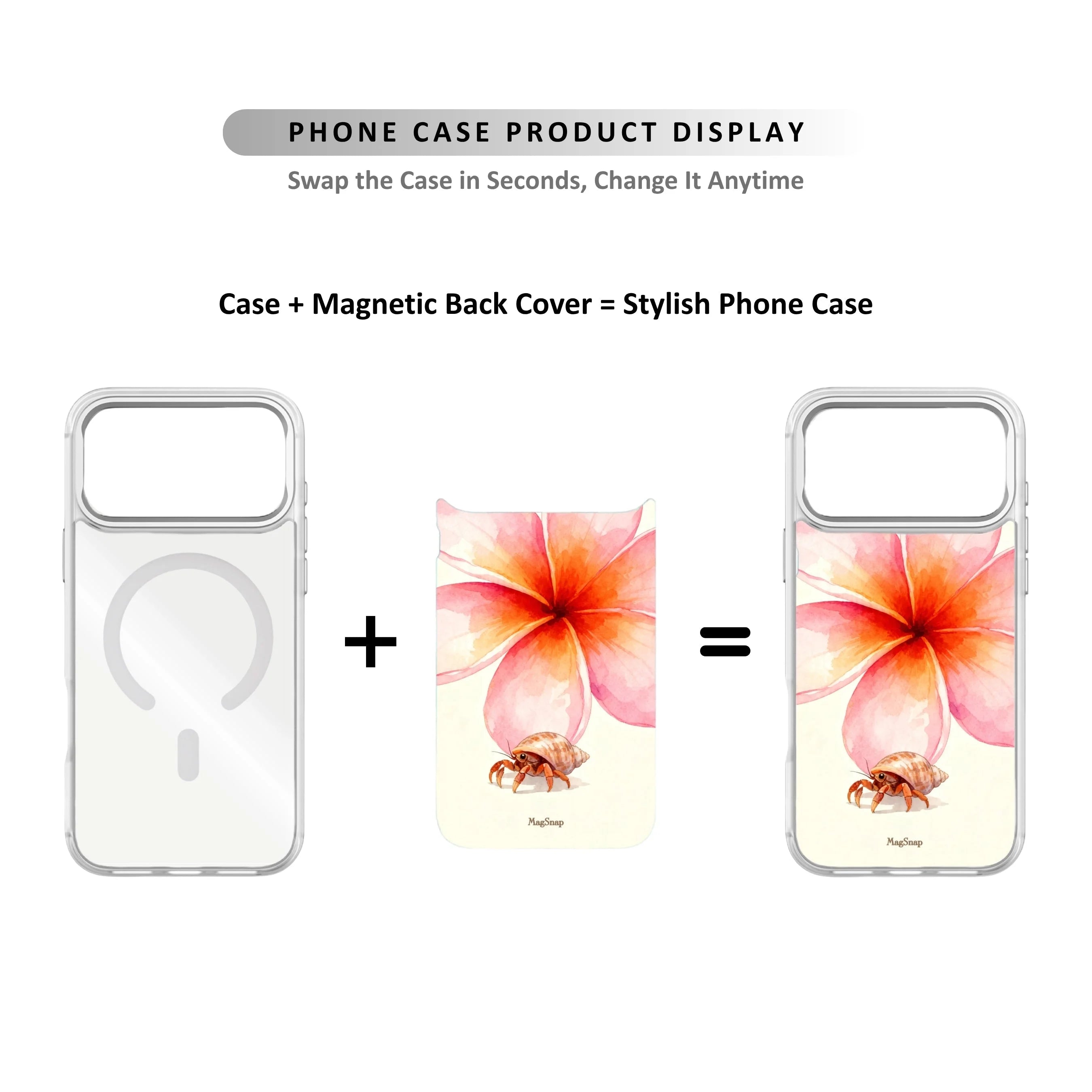 MagSnap magnetic phone case with soft island flower and beach shell artwork