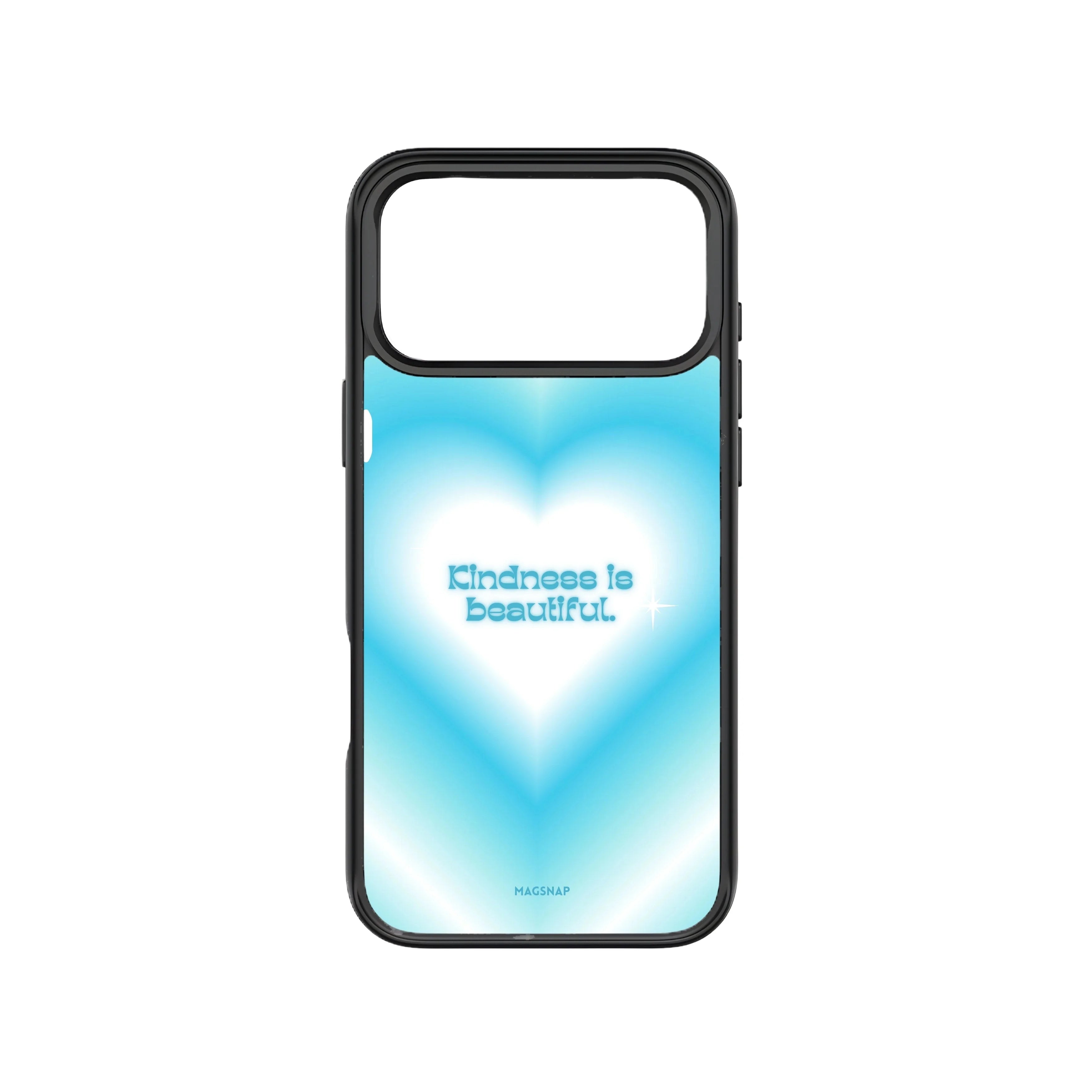 MagSnap magnetic phone case with Kindness is Beautiful blue heart quote design