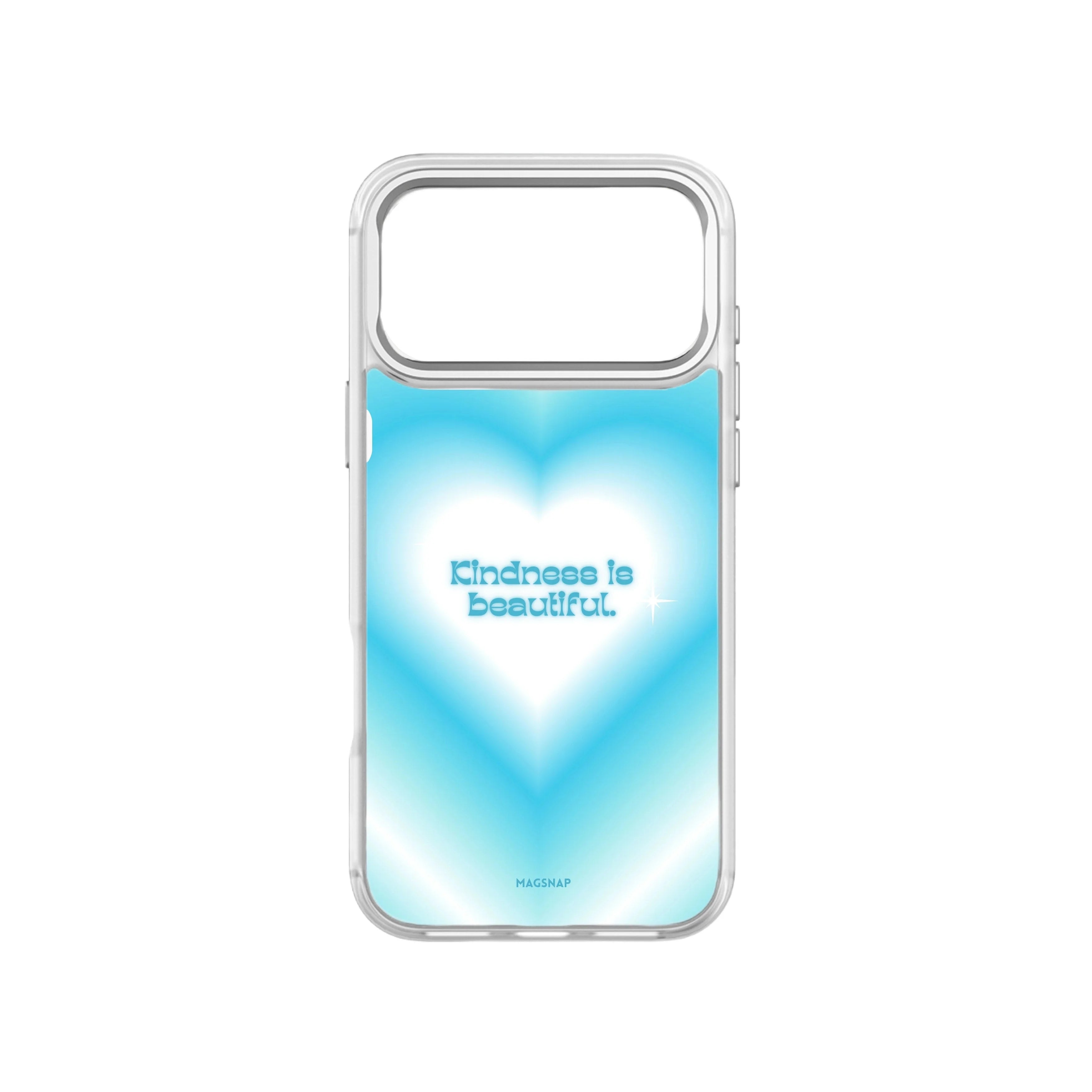 MagSnap magnetic phone case with Kindness is Beautiful blue heart quote design