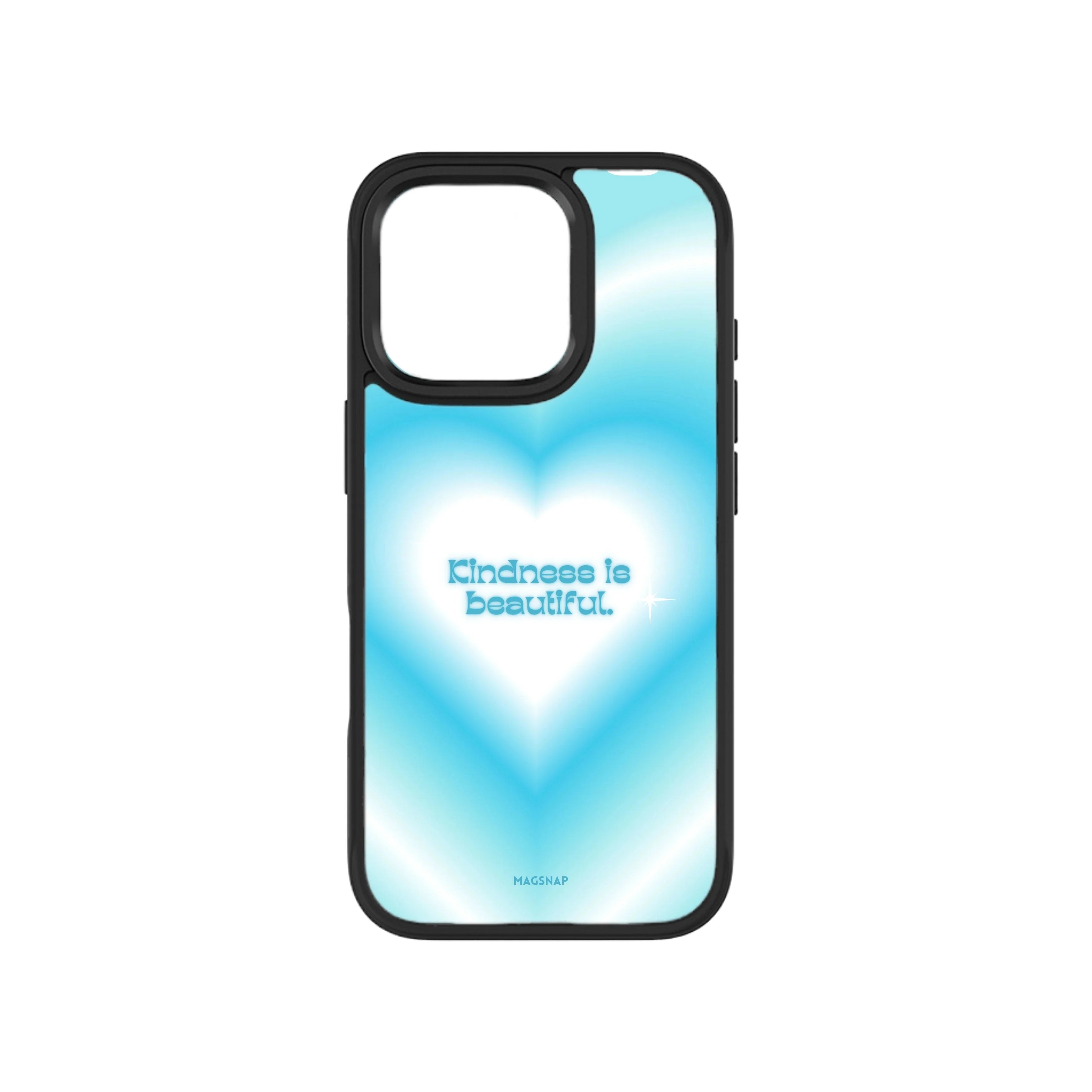 MagSnap magnetic phone case with Kindness is Beautiful blue heart quote design