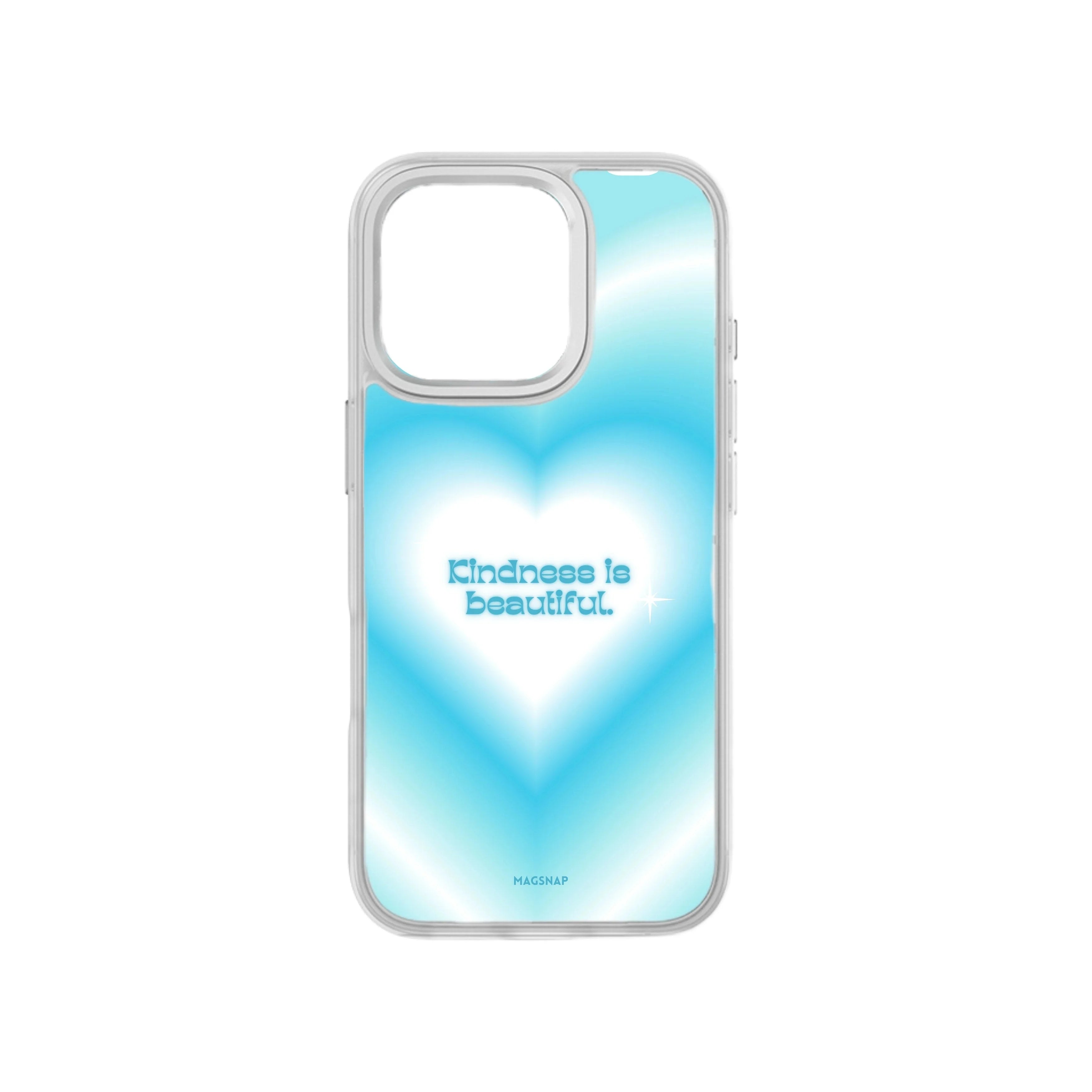 MagSnap magnetic phone case with Kindness is Beautiful blue heart quote design
