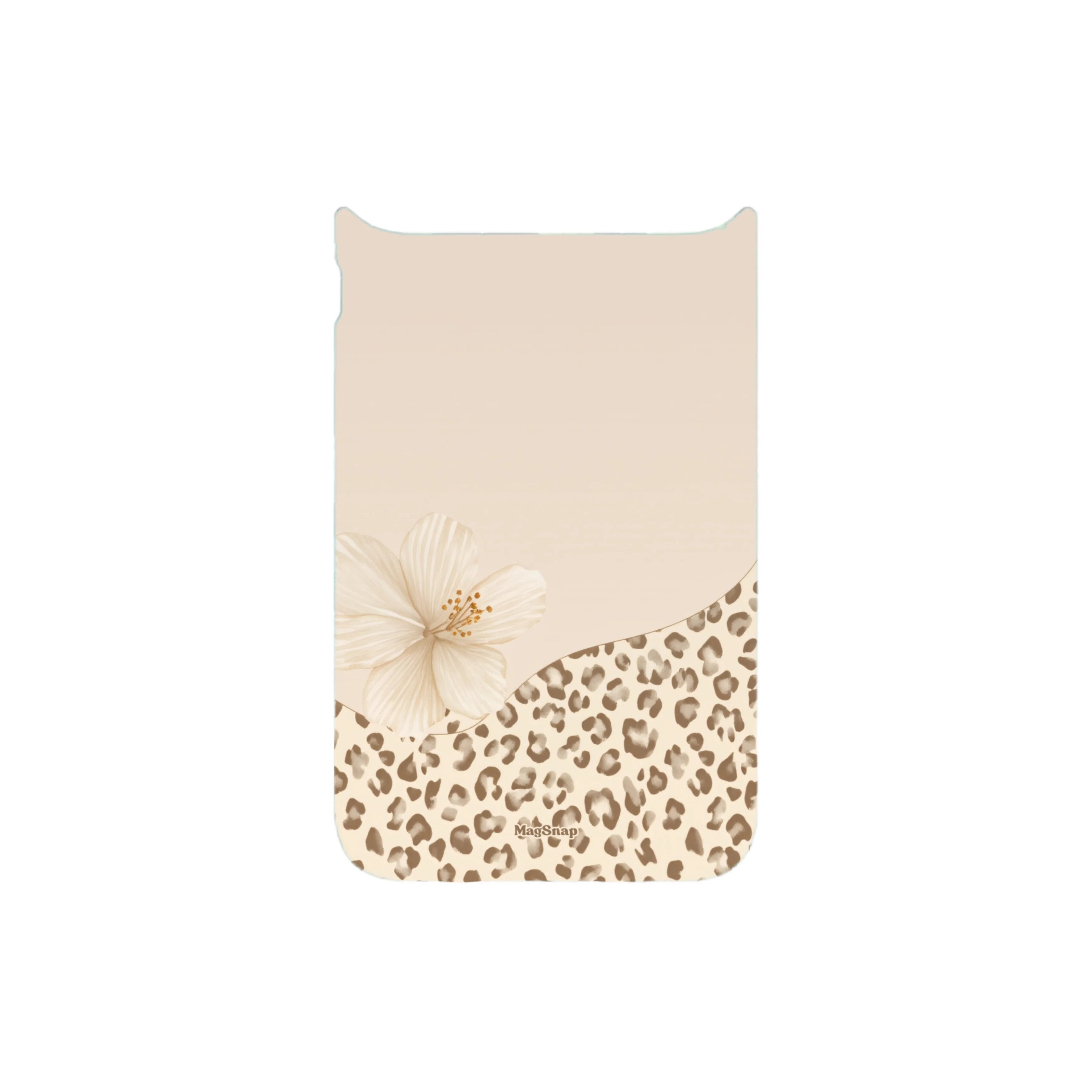 MagSnap magnetic phone case with leopard print and cream flower design