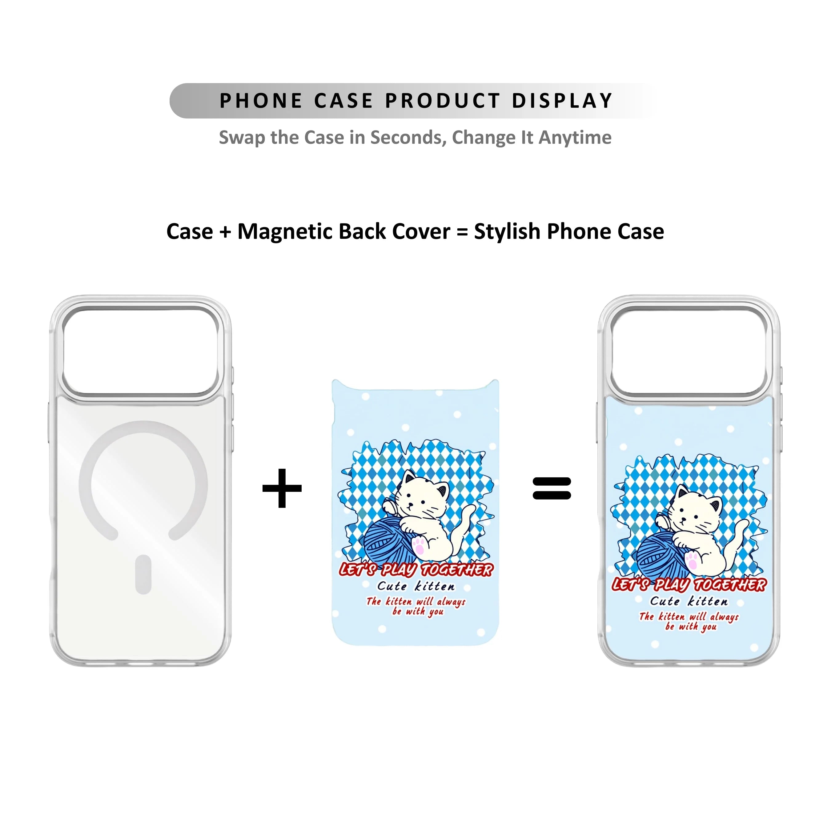 MagSnap magnetic phone case with playful kitten cute cat artwork