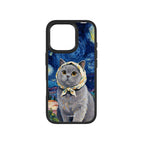MagSnap magnetic phone case with midnight starry cat celestial artwork