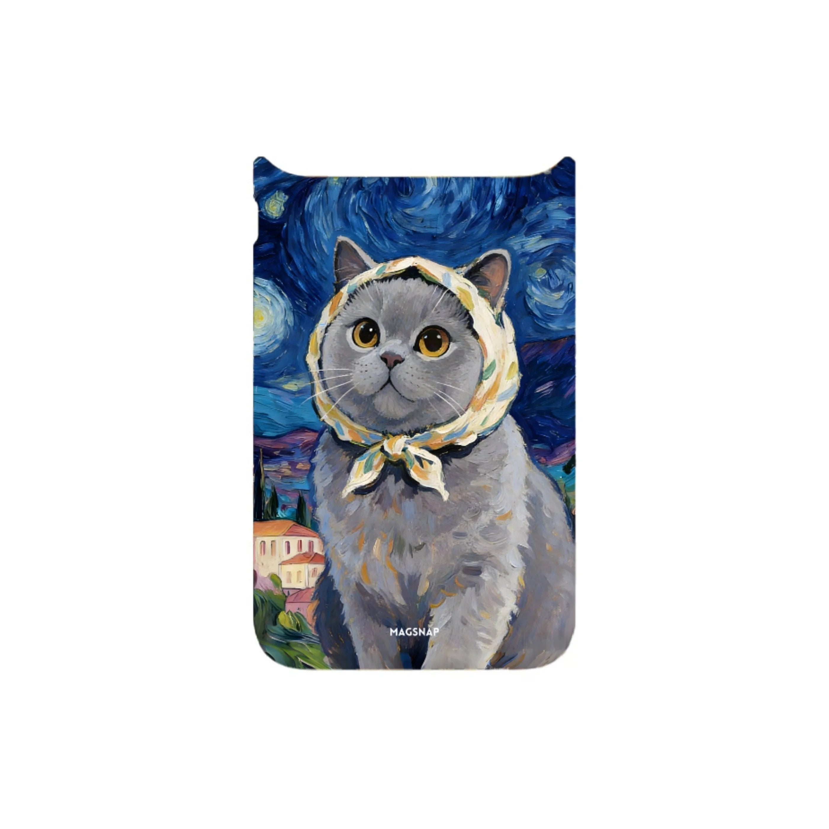 MagSnap magnetic phone case with midnight starry cat celestial artwork