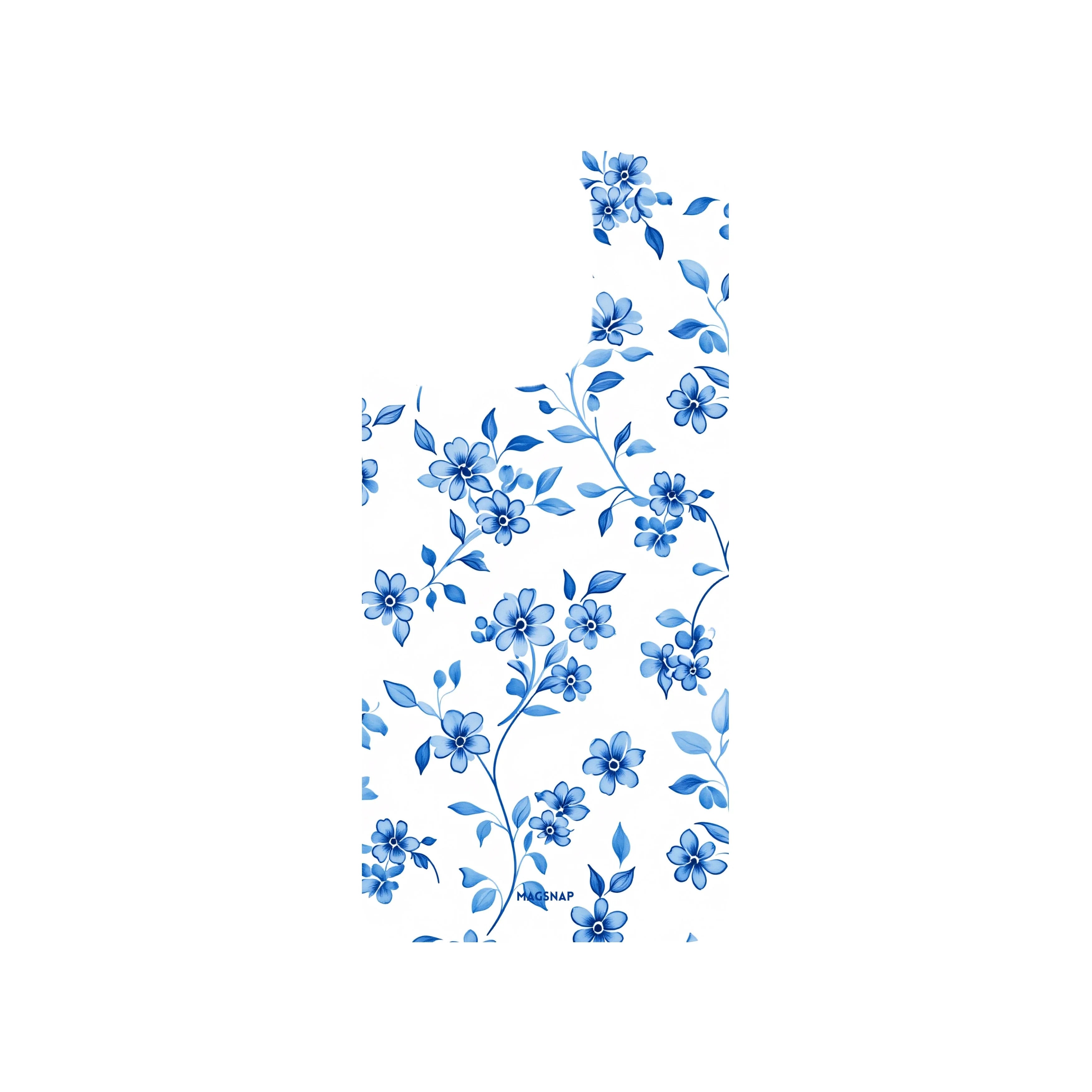 MagSnap magnetic phone case with delicate blue floral porcelain-style artwork