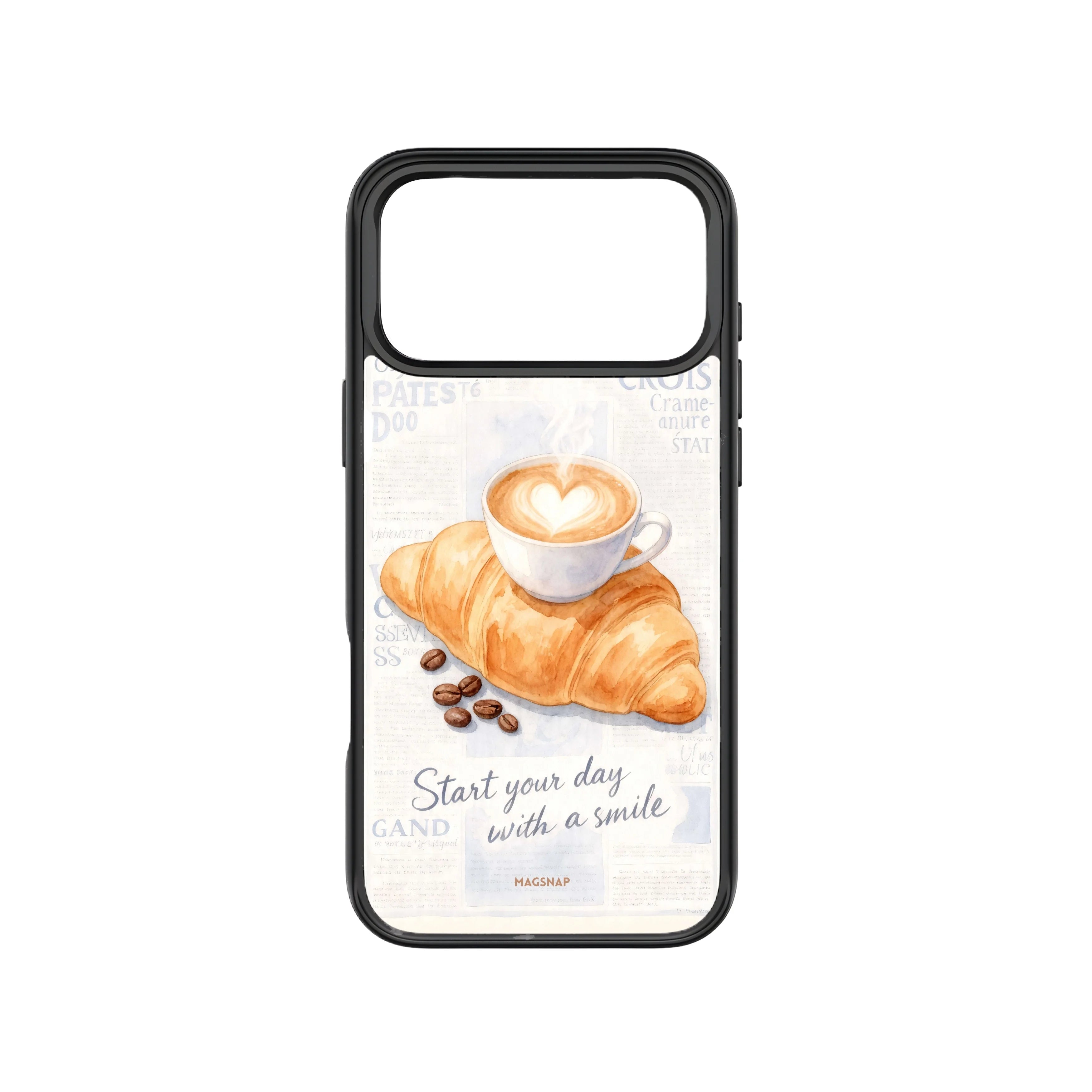 MagSnap magnetic phone case with cozy morning ritual coffee-inspired artwork