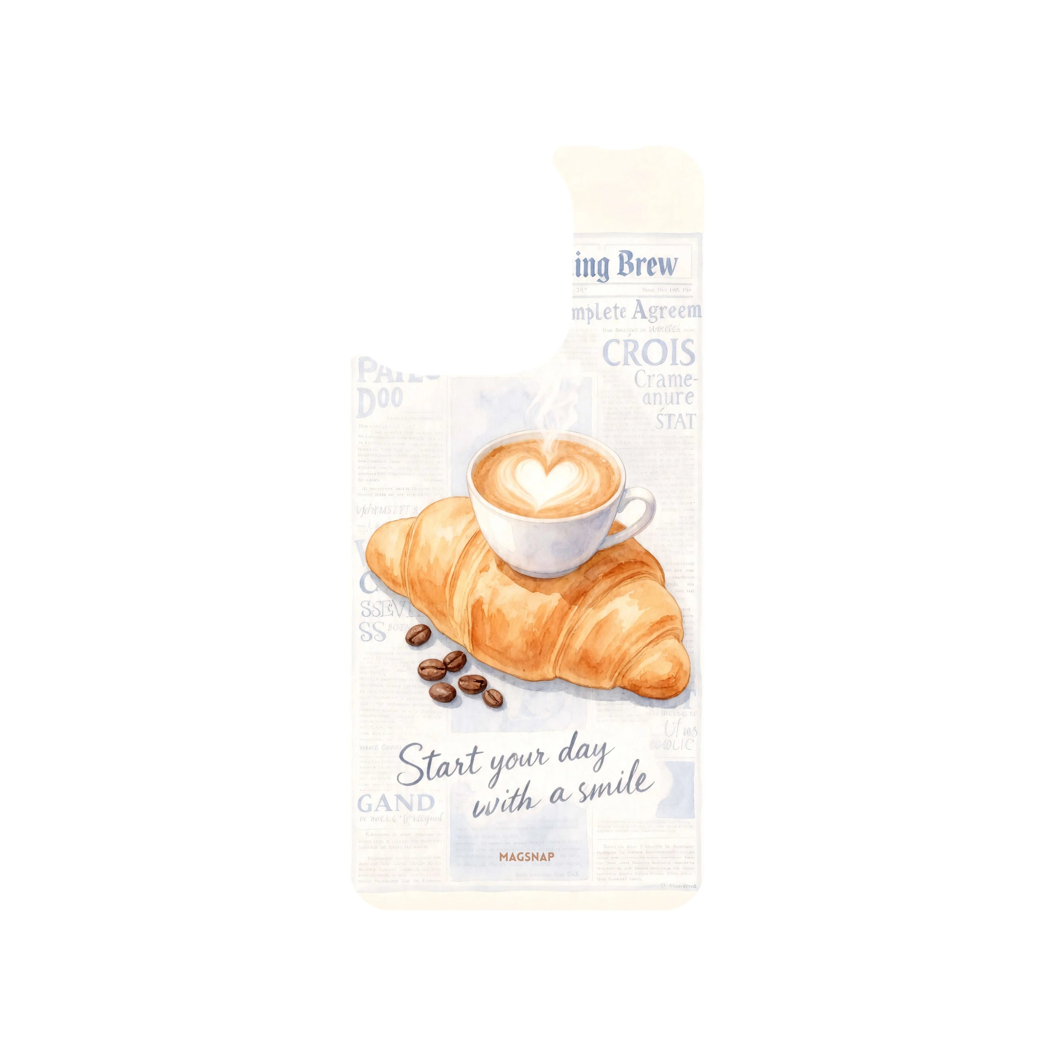 MagSnap magnetic phone case with cozy morning ritual coffee-inspired artwork