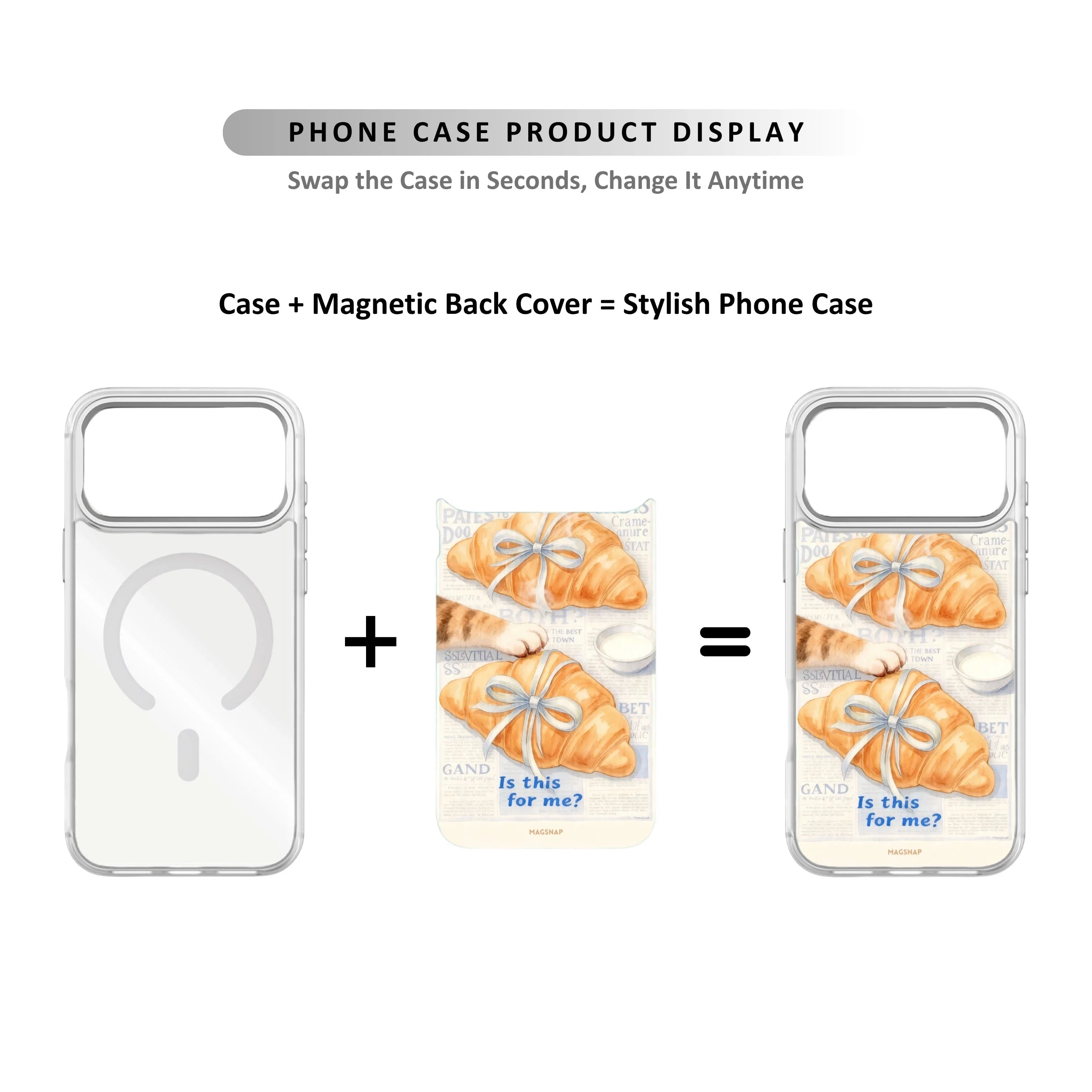 MagSnap magnetic phone case with Parisian Cat-fé designer artwork