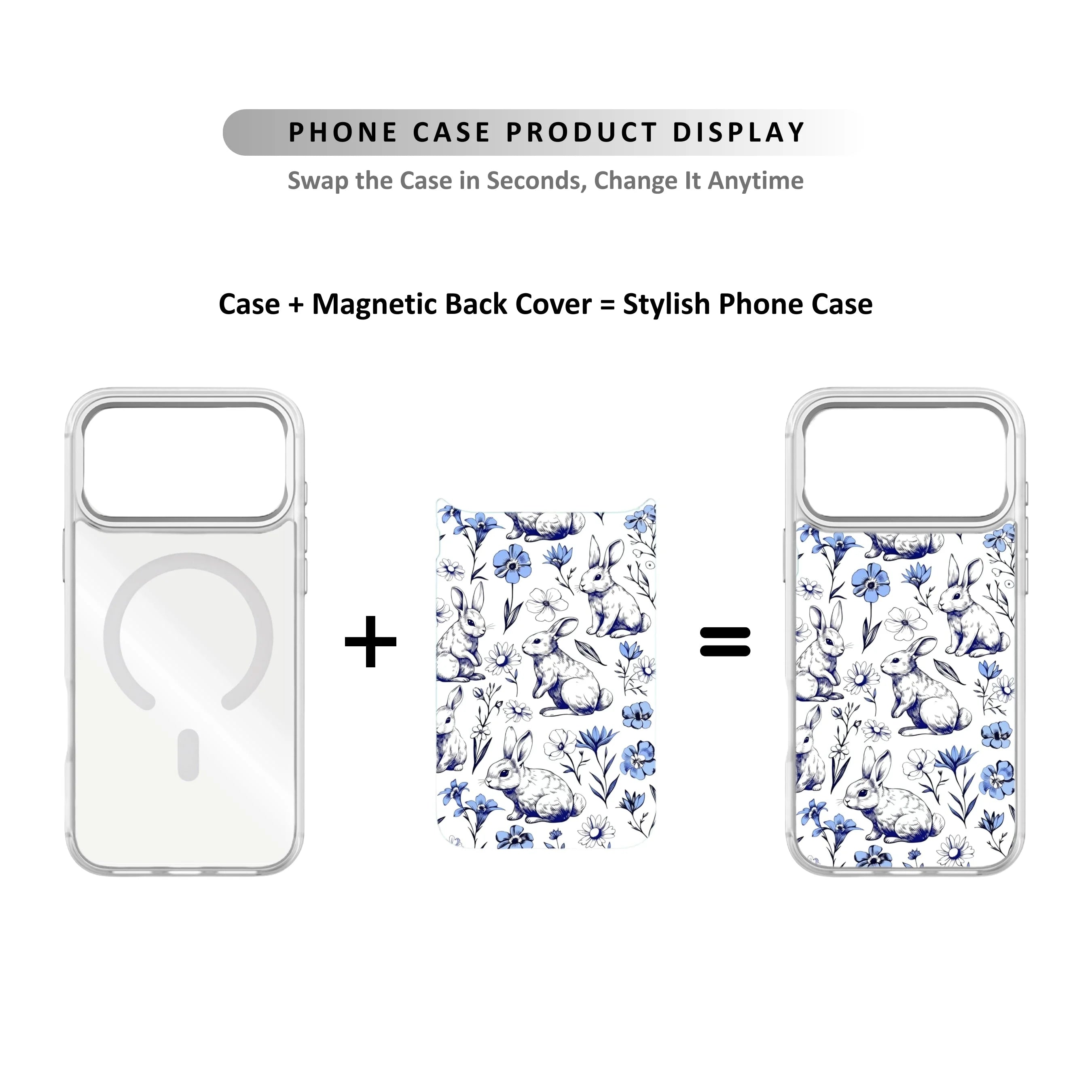 MagSnap magnetic phone case with pastel bunny garden cute artwork