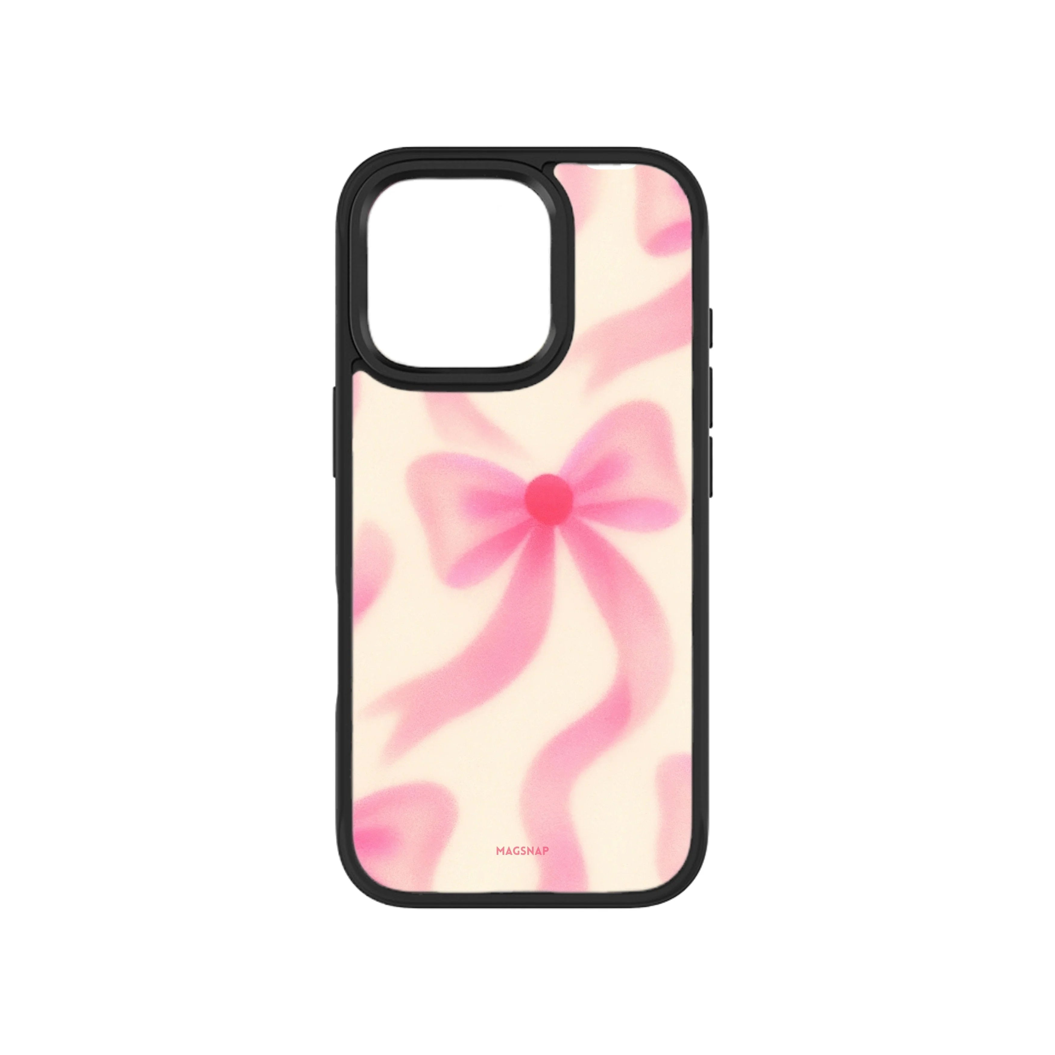 MagSnap magnetic phone case with pink bow ribbon coquette design