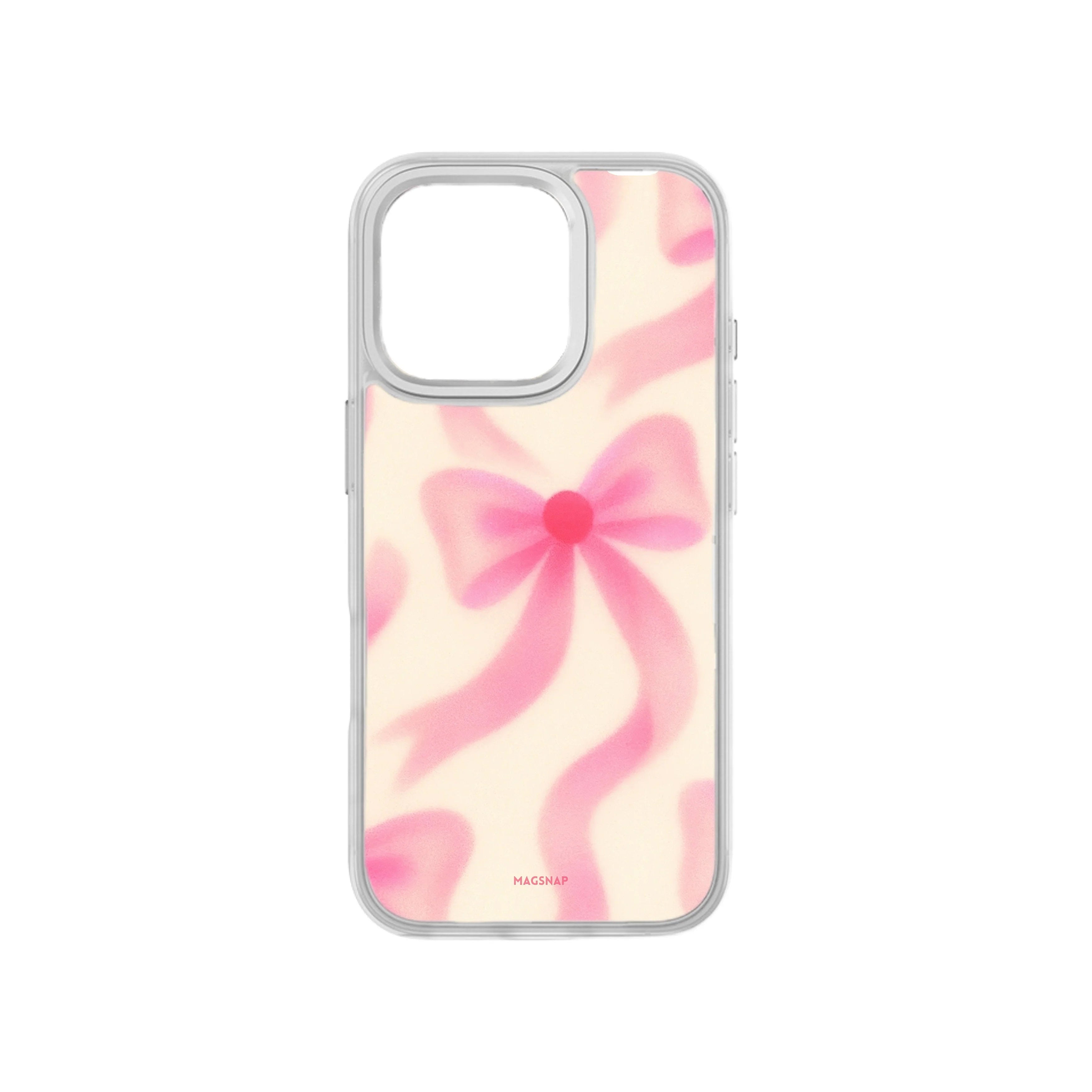 MagSnap magnetic phone case with pink bow ribbon coquette design