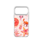 MagSnap magnetic phone case with pink starfish and jellyfish sea life artwork