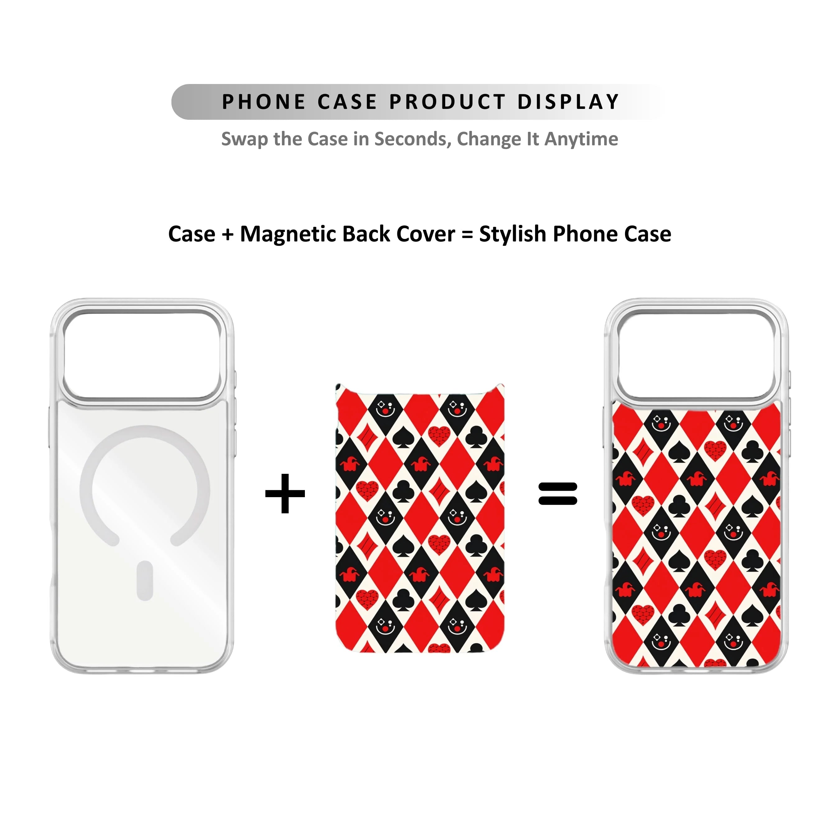 MagSnap magnetic phone case with red harlequin geometric checker pattern