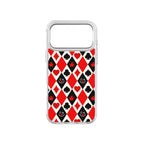 MagSnap magnetic phone case with red harlequin geometric checker pattern