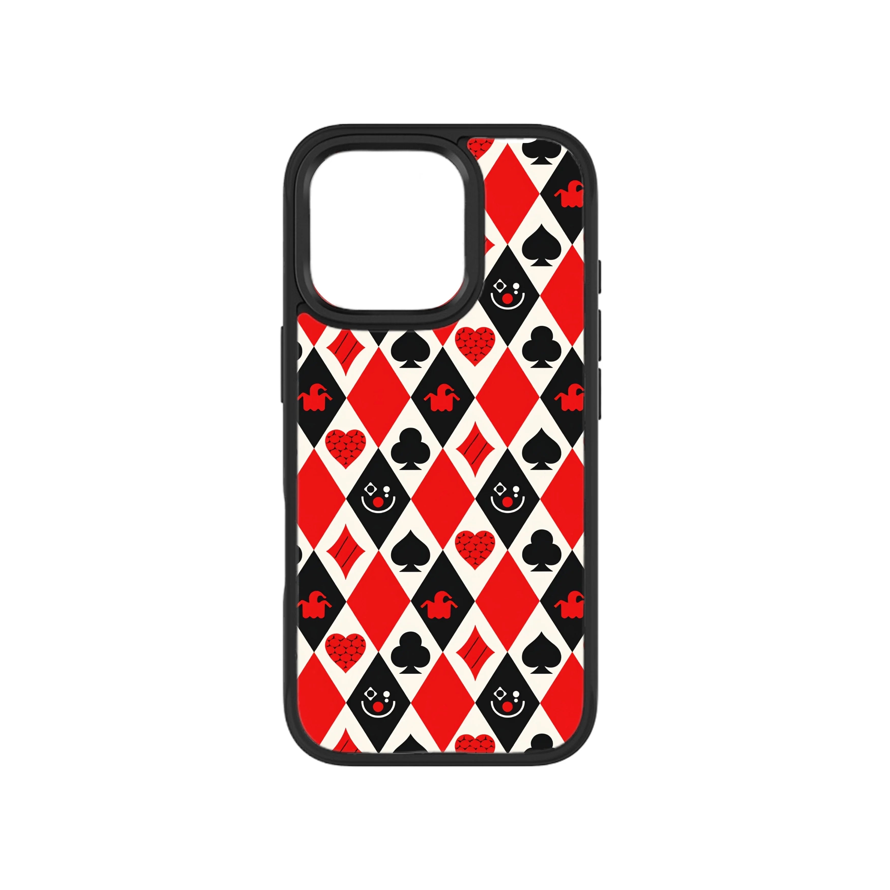 MagSnap magnetic phone case with red harlequin geometric checker pattern