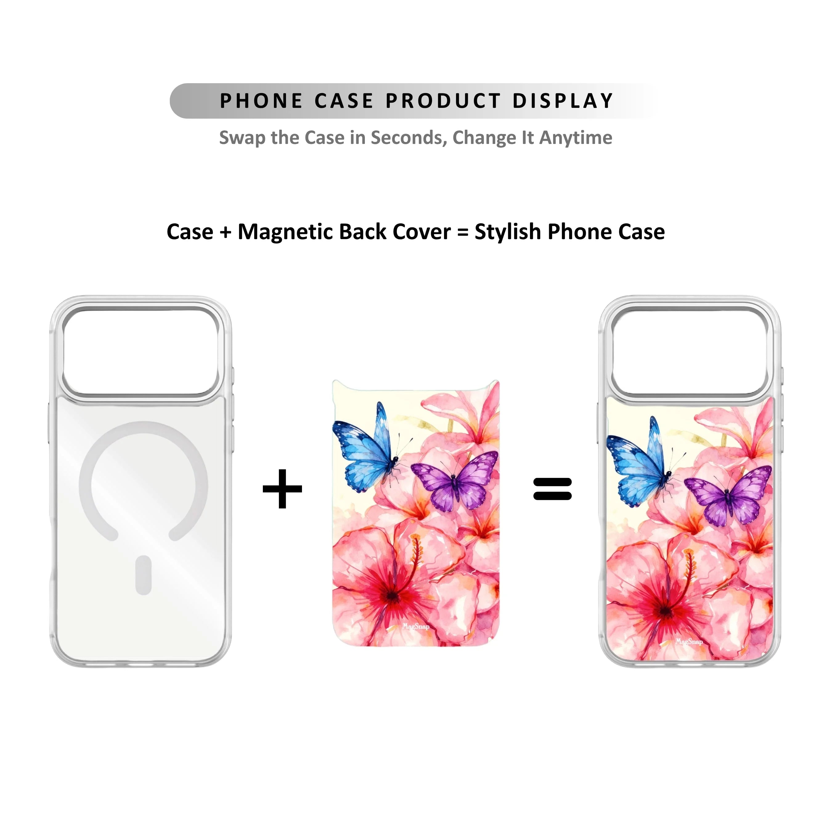 MagSnap magnetic phone case with soft summer butterfly and floral garden artwork