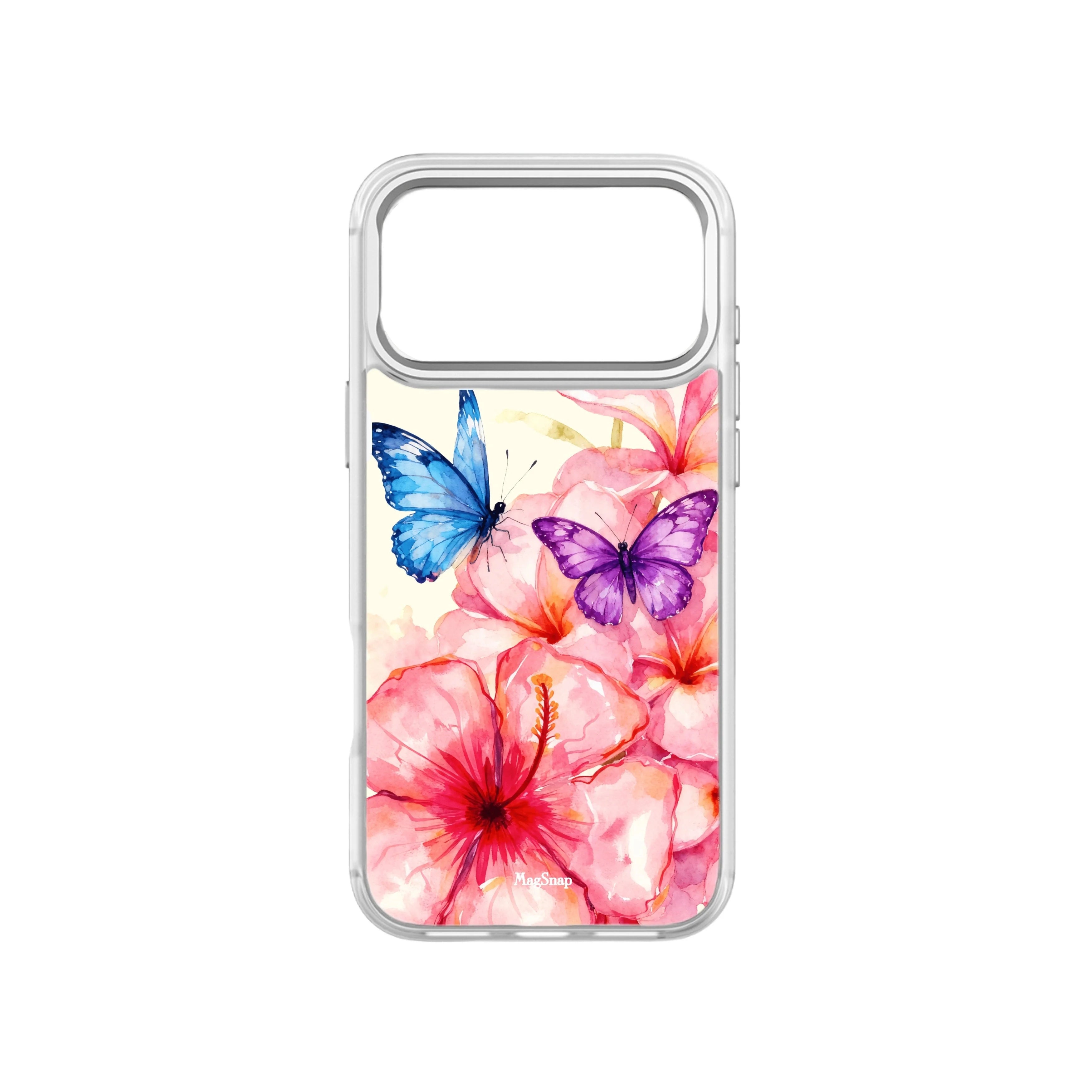 MagSnap magnetic phone case with soft summer butterfly and floral garden artwork