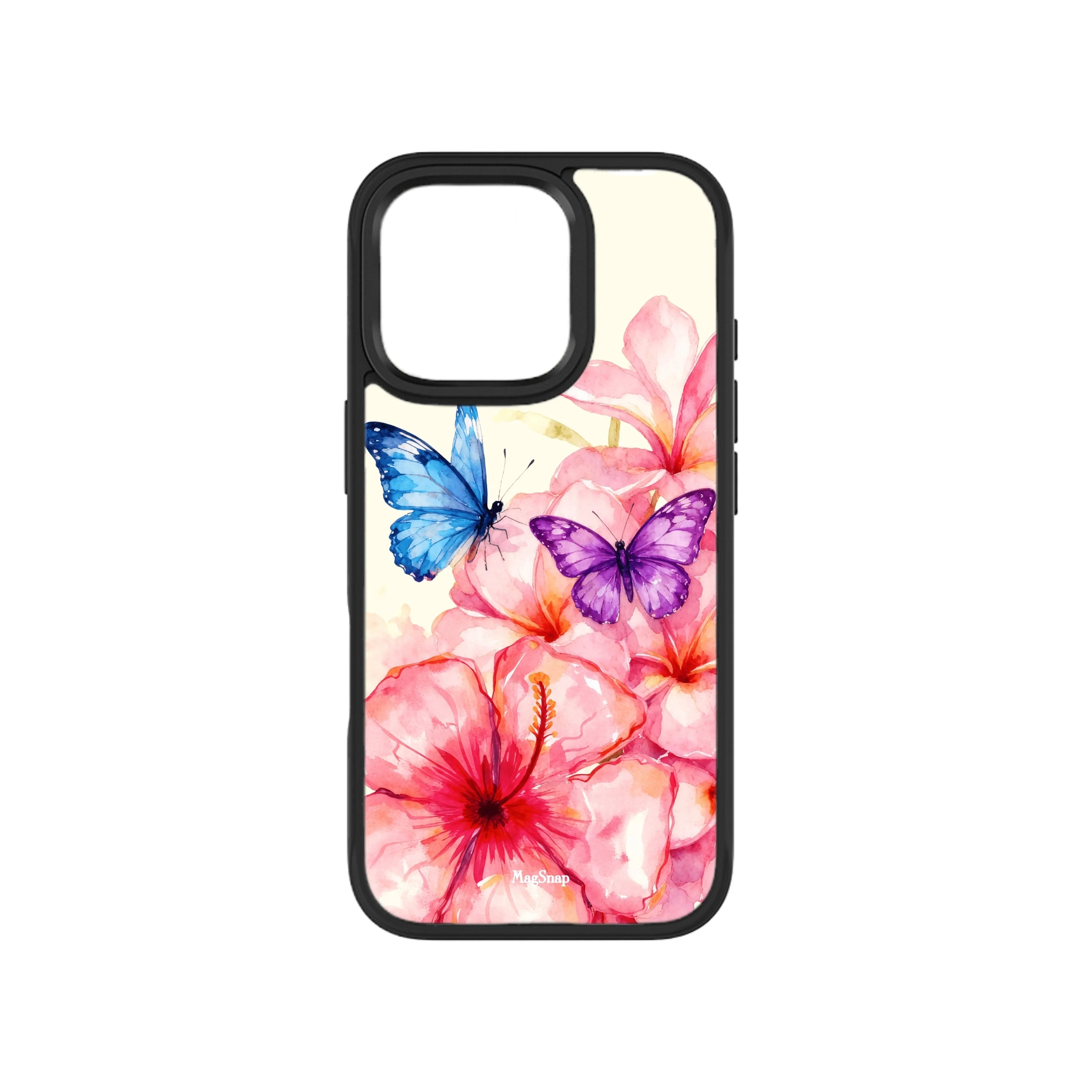 MagSnap magnetic phone case with soft summer butterfly and floral garden artwork