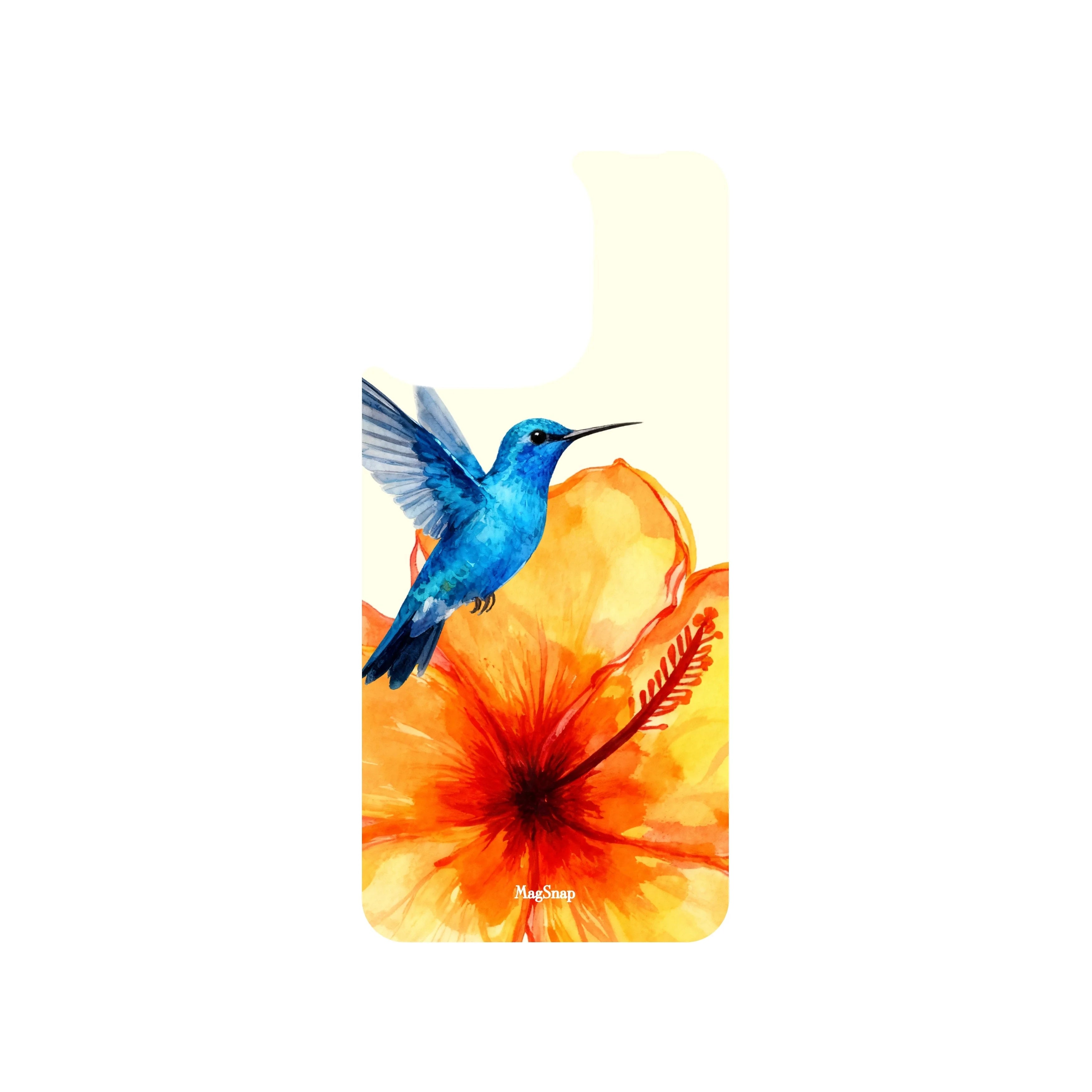 MagSnap magnetic phone case with tropical hummingbird and floral botanical artwork
