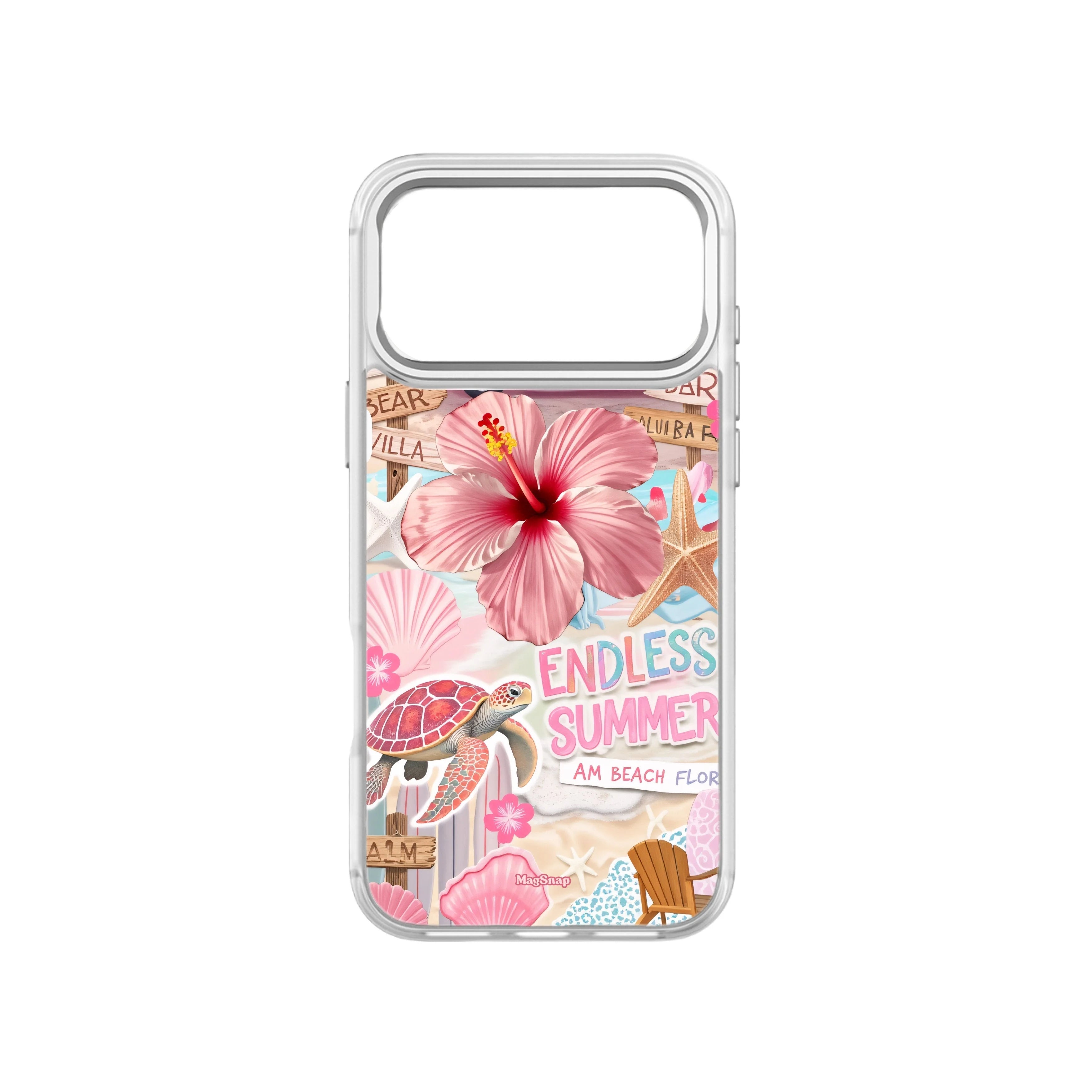 MagSnap magnetic phone case with tropical paradise resort-inspired artwork