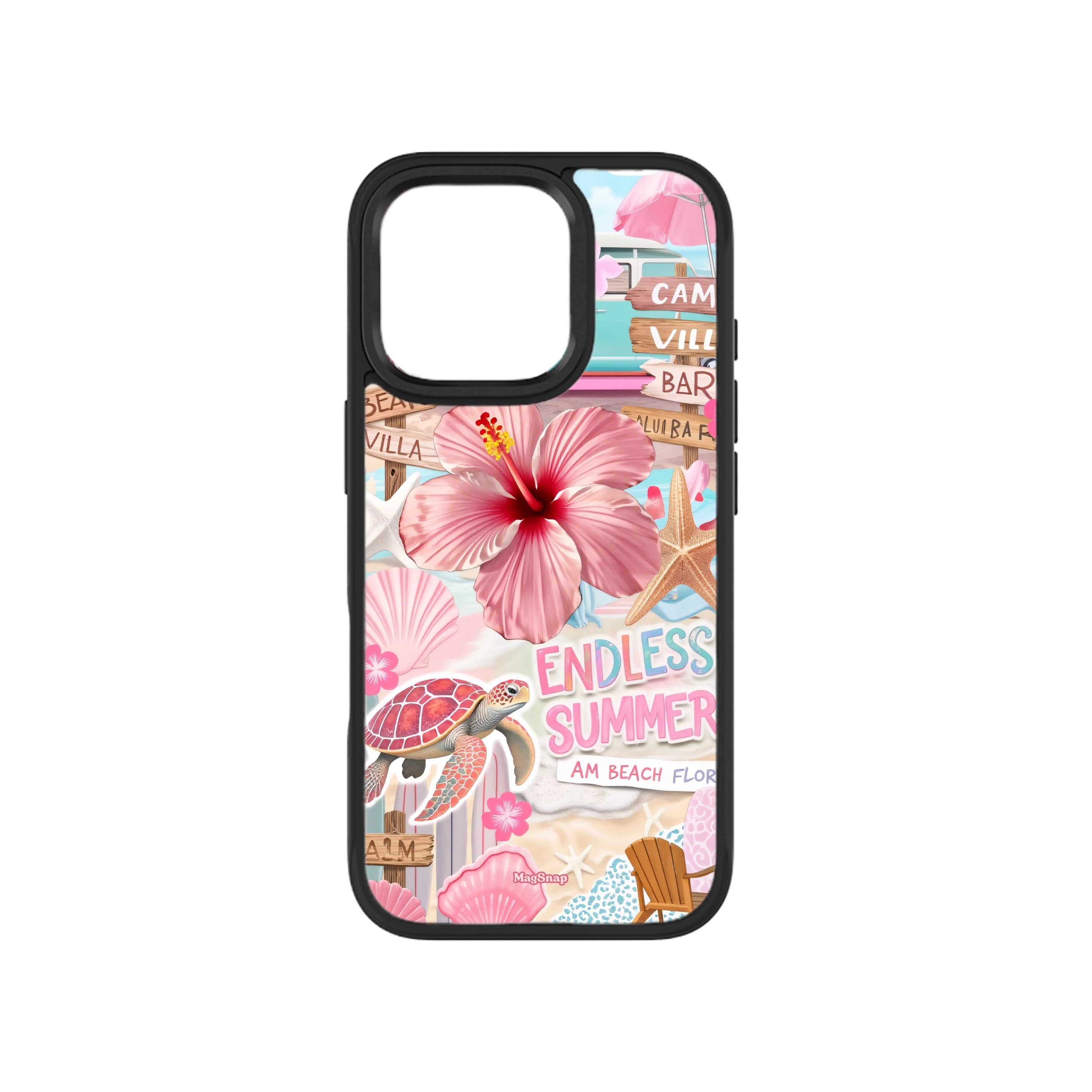 MagSnap magnetic phone case with tropical paradise resort-inspired artwork