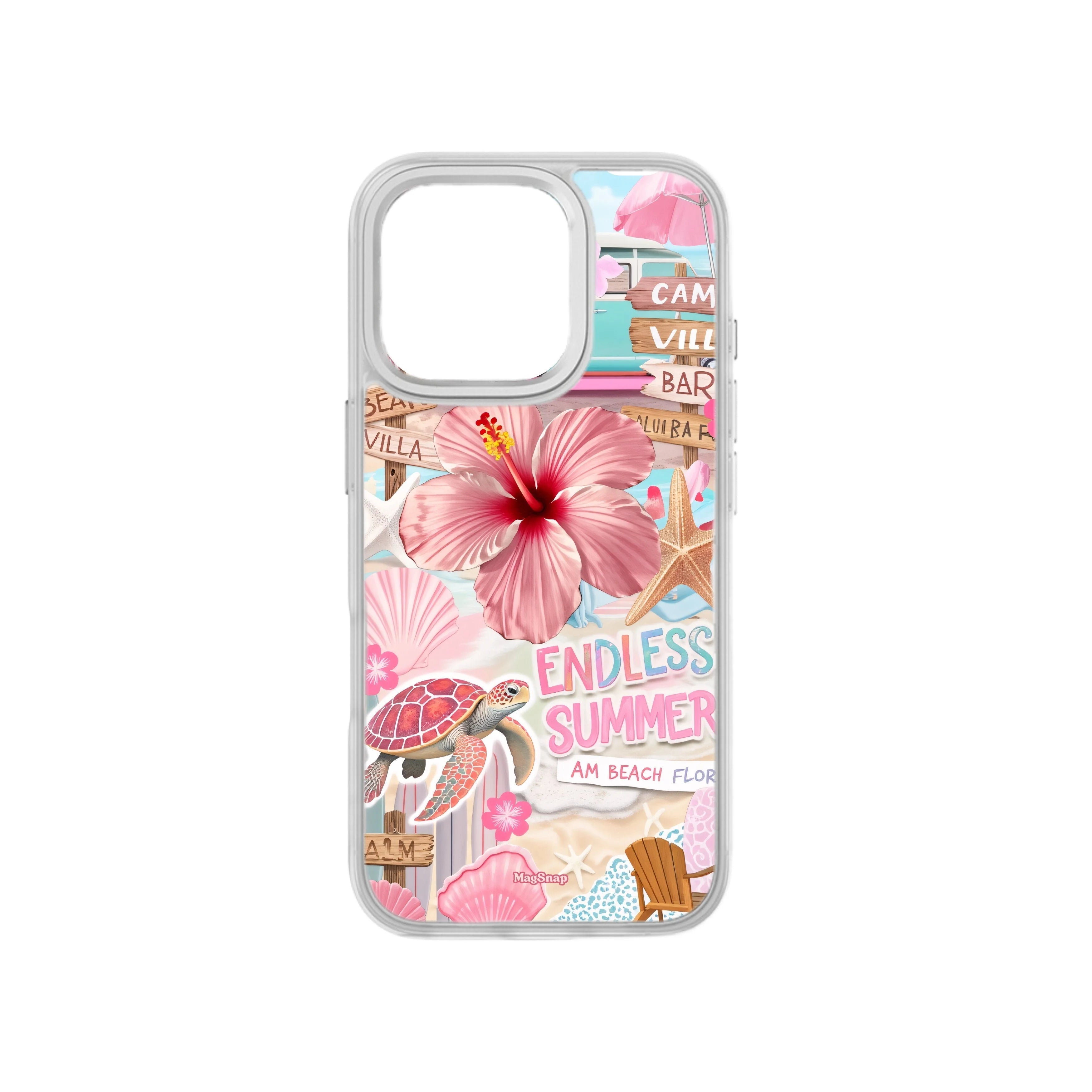 MagSnap magnetic phone case with tropical paradise resort-inspired artwork