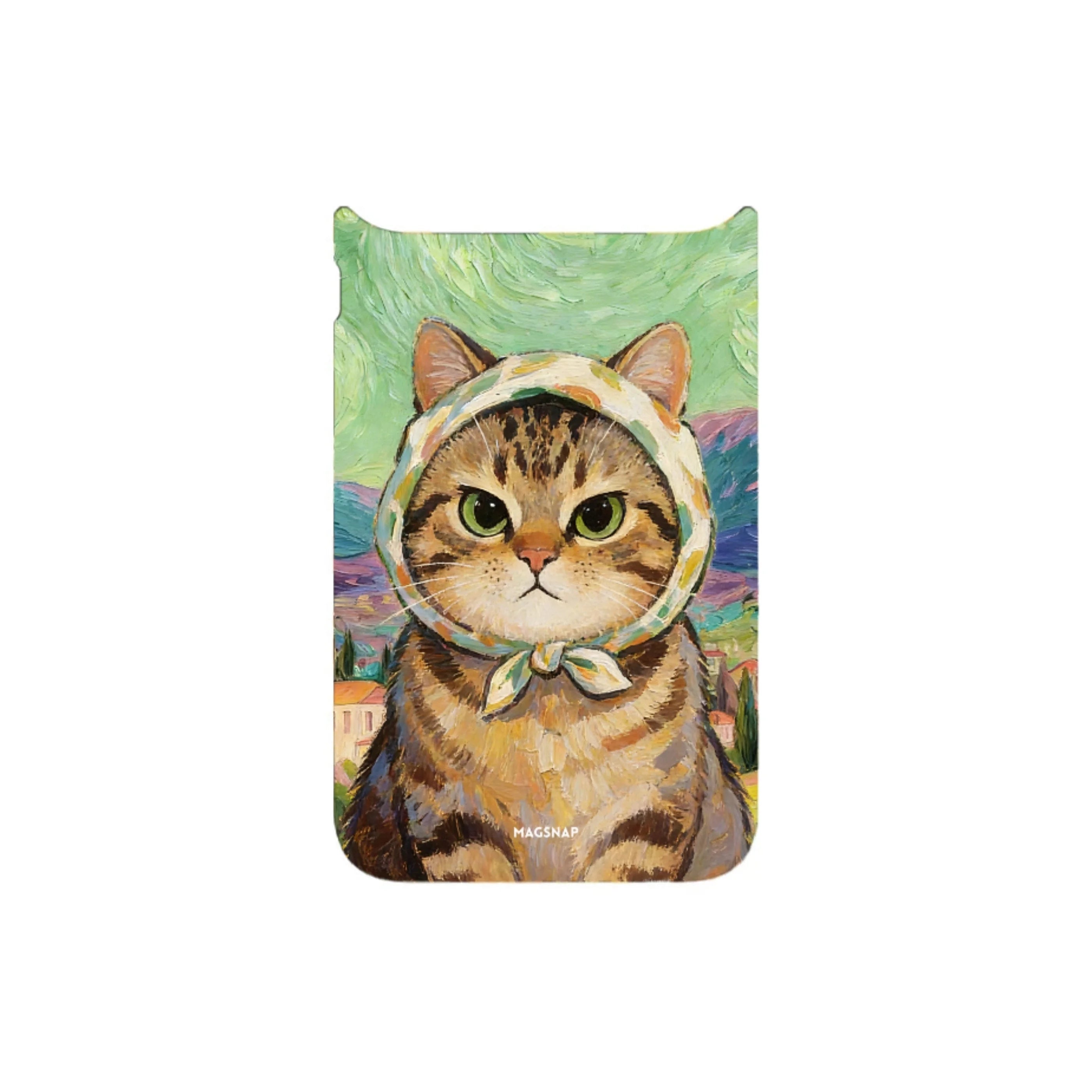 MagSnap magnetic phone case with verdant orchard cat botanical artwork