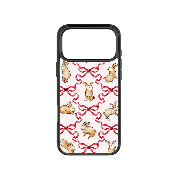 MagSnap magnetic phone case with pink ribbon bunny coquette artwork