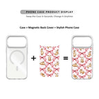 MagSnap magnetic phone case with pink ribbon bunny coquette artwork