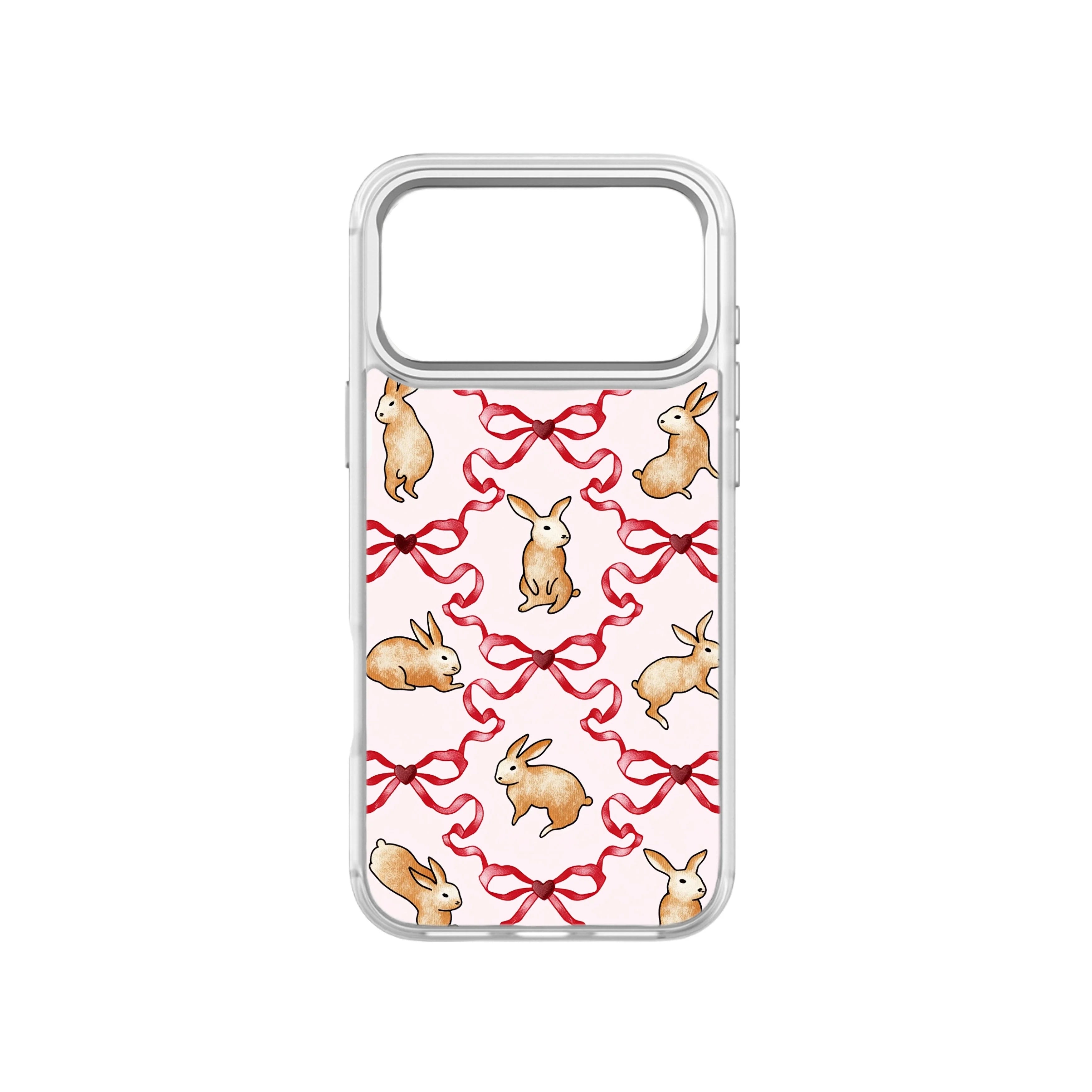 MagSnap magnetic phone case with pink ribbon bunny coquette artwork
